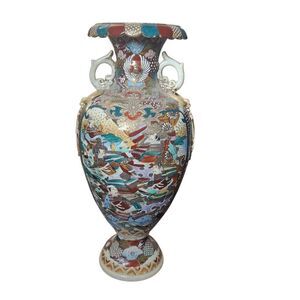 Chinese Vase Famille Rose 24 Inches Floral Human Figure Hand Painted 19th Cent.